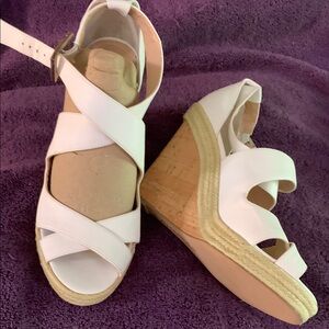 Charles By Charles David White Wedge cork Espadrilles Sz. 10M